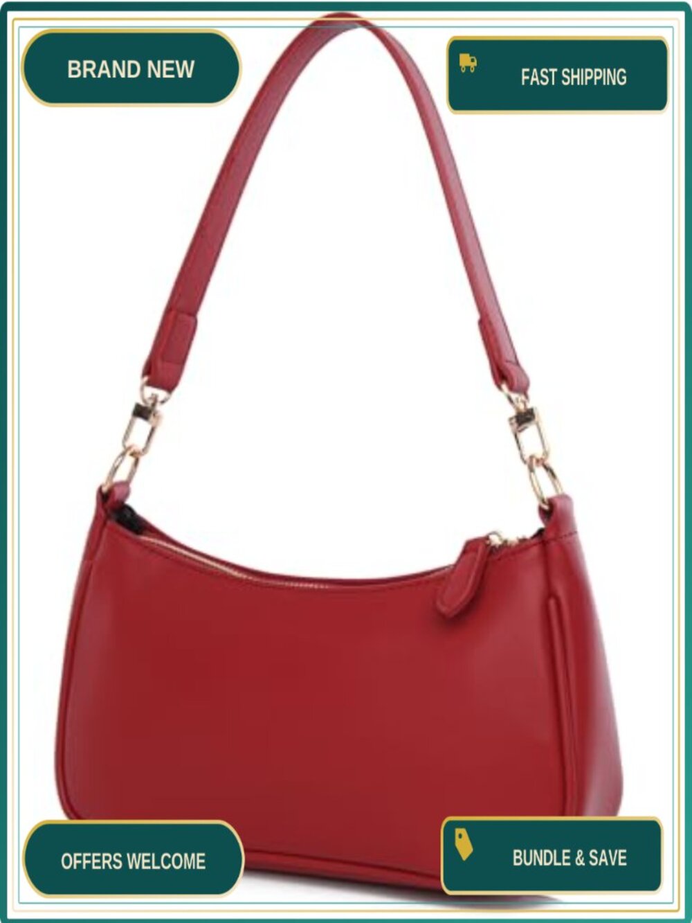 Women's PU Leather Crossbody Hobo Bag Chain Strap Zipper Tote Purse